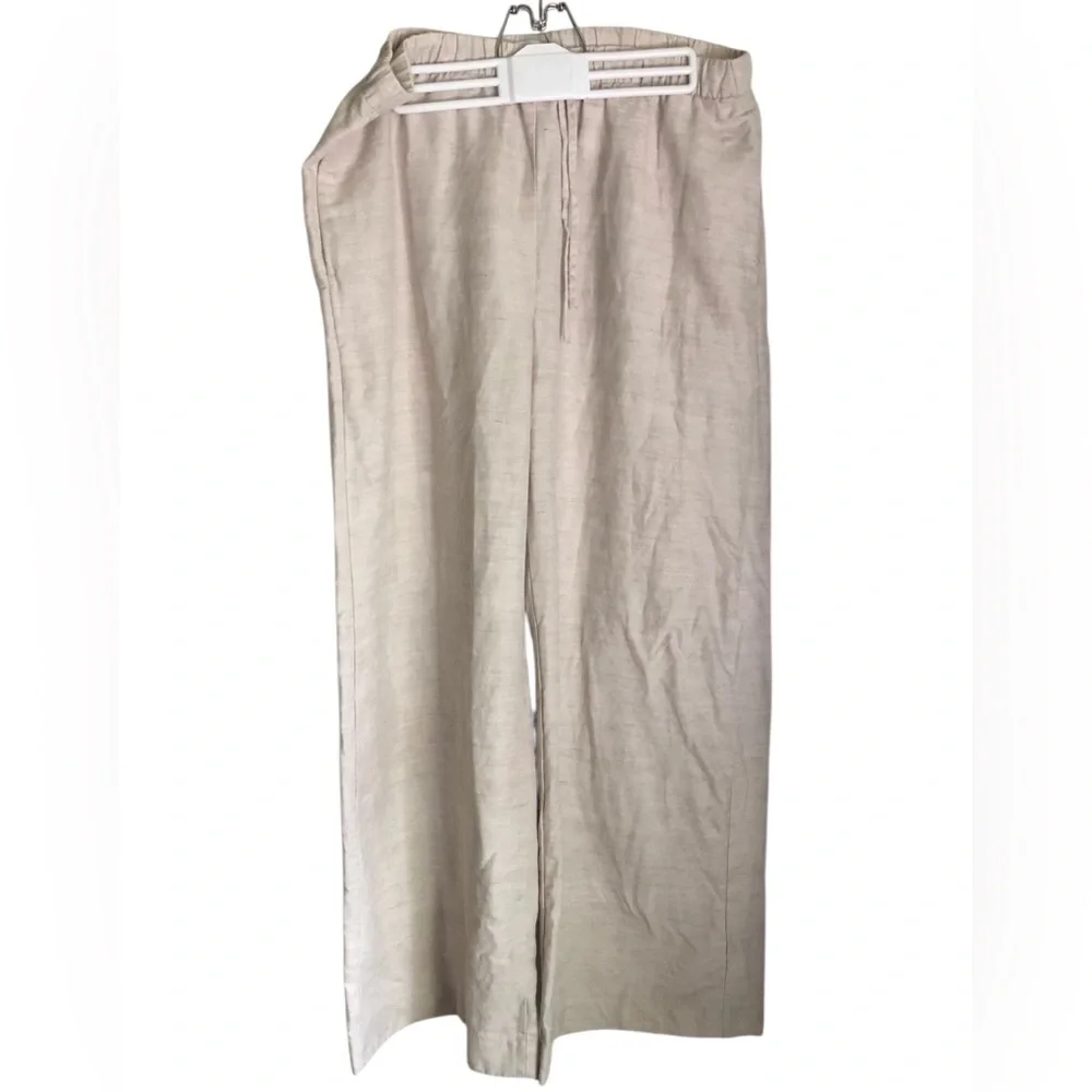 Aritzia The Lodge Pant Oatmeal Linen/Lyocell Draw String Women’s Size Large